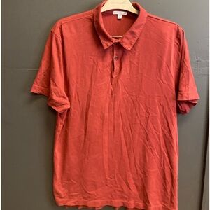 James Perse Shirt Men Burgundy Short Sleeve Size 4 -46 Chest Button Stretch